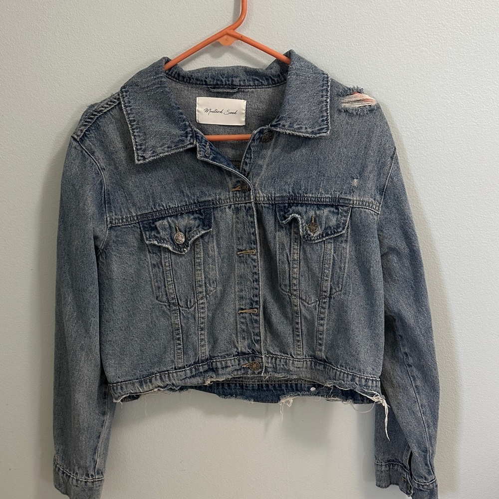 Mustard Seed Distressed Blue Jean Jacket